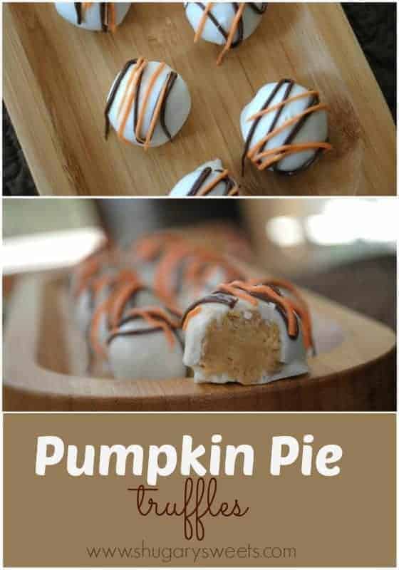 Pumpkin Pie Truffles: delicious bites of pumpkin pie in a truffle center!