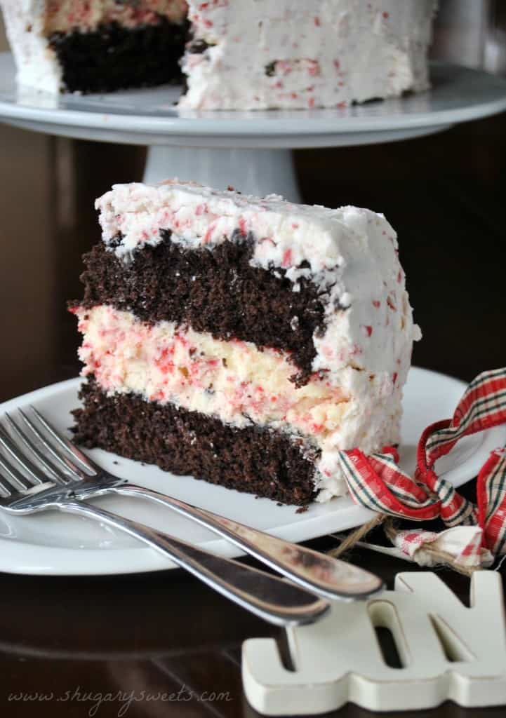 Chocolate Peppermint Cheesecake Cake from www.shugarysweets.com