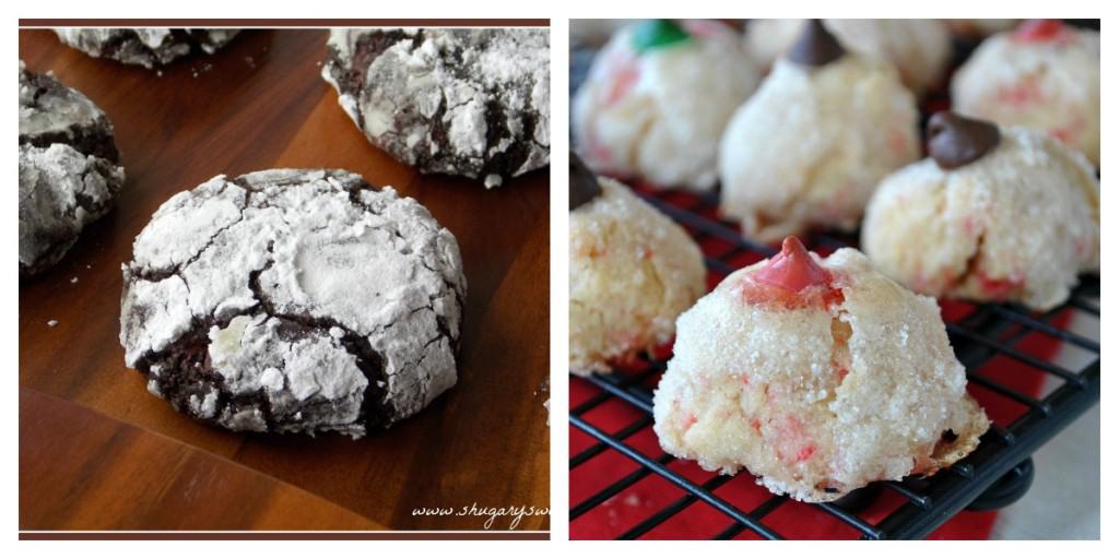 Dark Chocolate Mint Crinkles and Peppermint Puff Cookies from www.shugarysweets.com