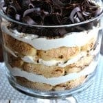 Tiramisu Trifle: a delicious twist on an Italian classic, easy to assemble with gorgeous chocolate curls (and tutorial) #tiramisu #trifle www.shugarysweets.com