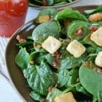 Spinach and Bacon Salad: an easy, delicious sweet and salty salad idea #healthy #spinach @shugarysweets