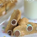 Spring Blondie Bars: delicious chewy blondies with #hershey chocolate eggs #spring #Easter www.shugarysweets.com
