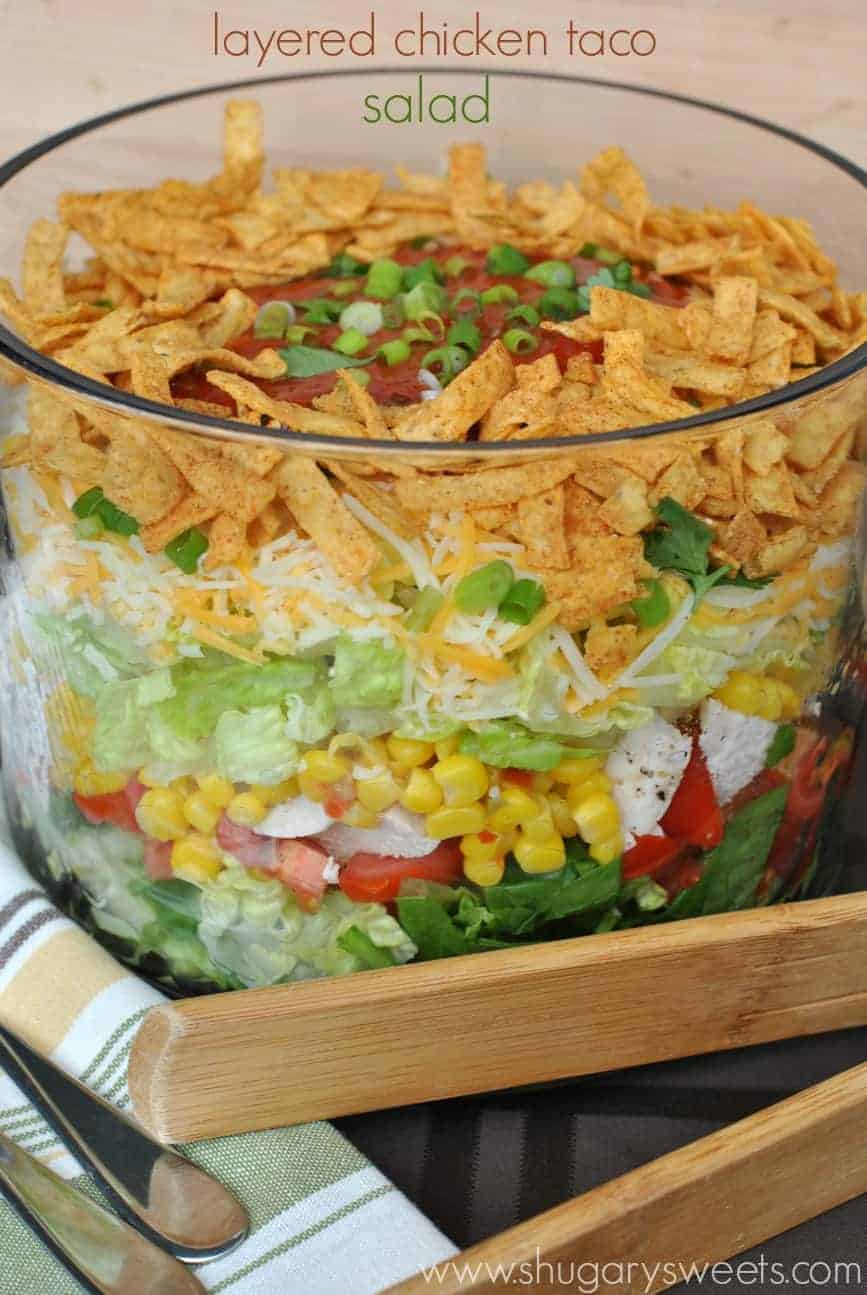 Layered Chicken Taco Salad - Shugary Sweets