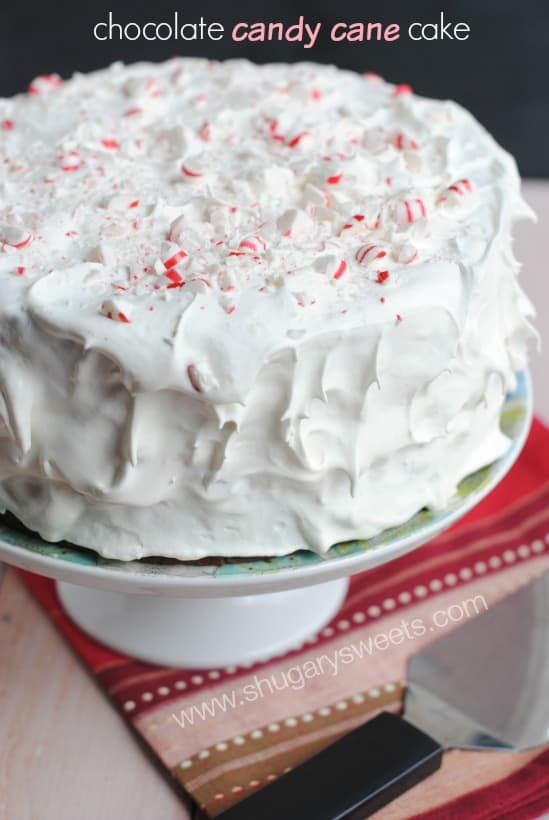 Chocolate Candy Cane Cake: no one will know it started from a box mix! So rich, fudgy, and full of peppermint candy!