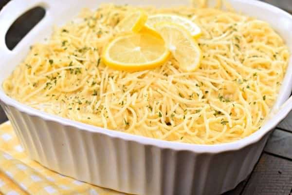 You'll love this tangy, Lemon Garlic Pasta as a side dish with your favorite chicken or fish! Or enjoy it as your main entree in under 30 minutes!