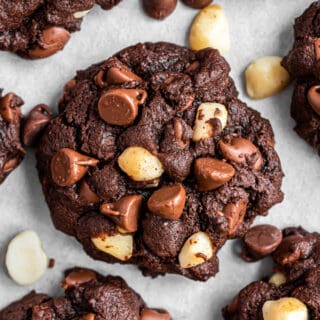 Bake a batch of Chocolate Macadamia Cookies for everyone to enjoy! These chewy chocolate cookies are packed with crunchy macadamia nuts in every bite.