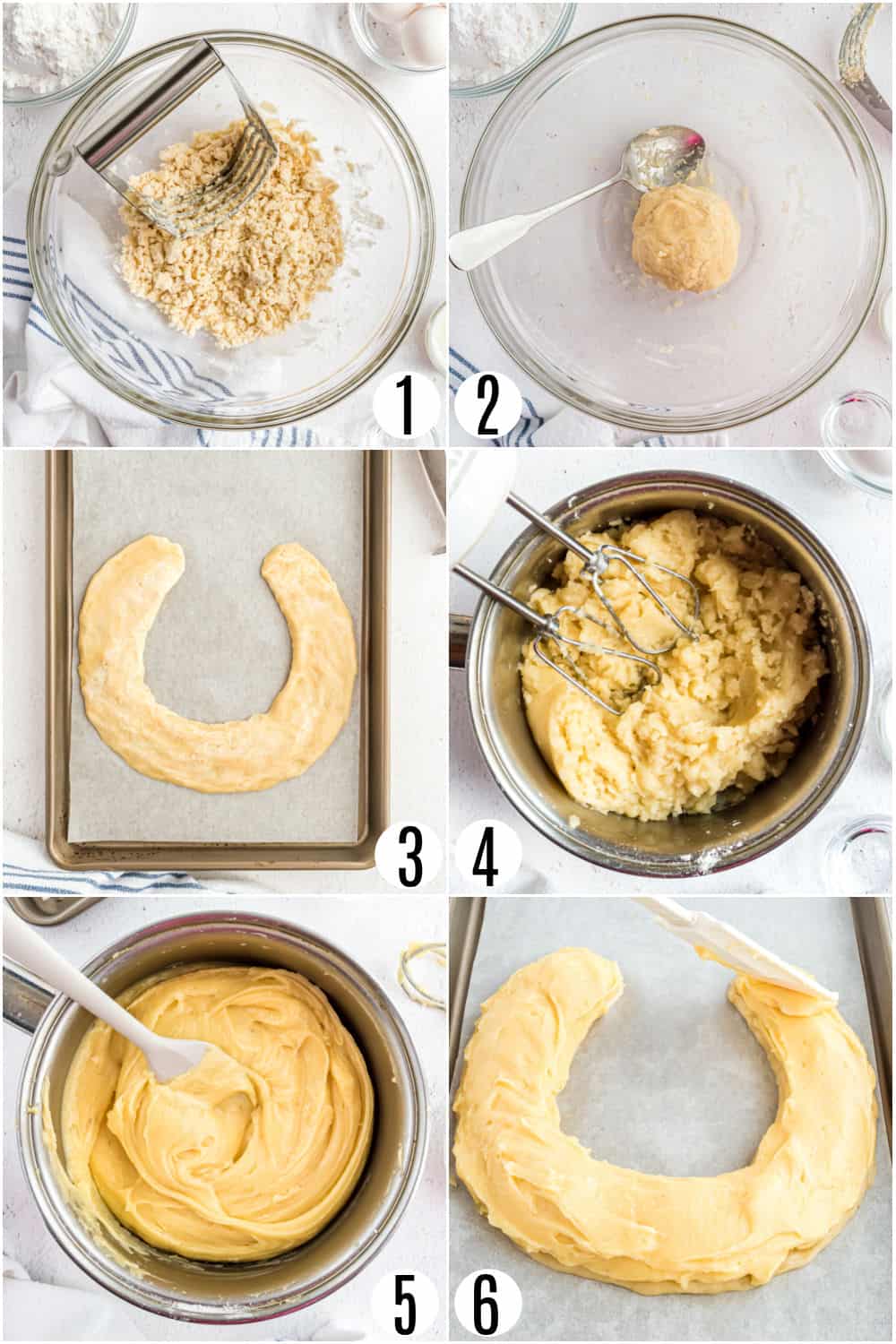 Step by step photos showing how to make a kringle.
