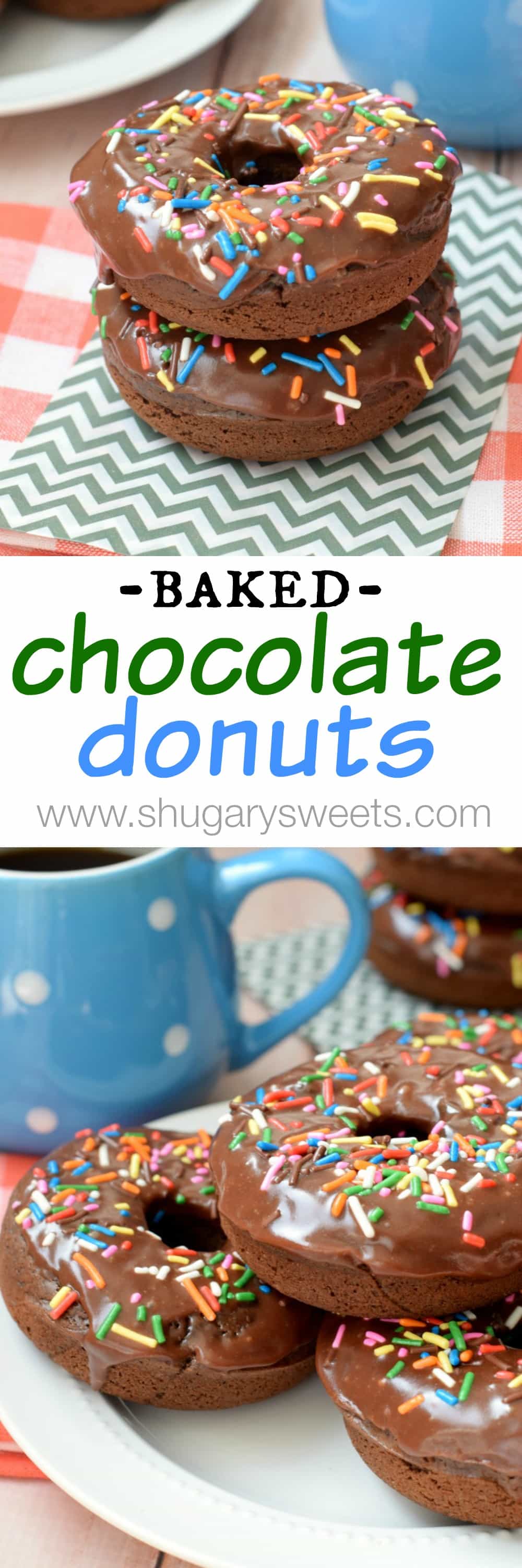 Chocolate Donuts (Baked!) - Shugary Sweets
