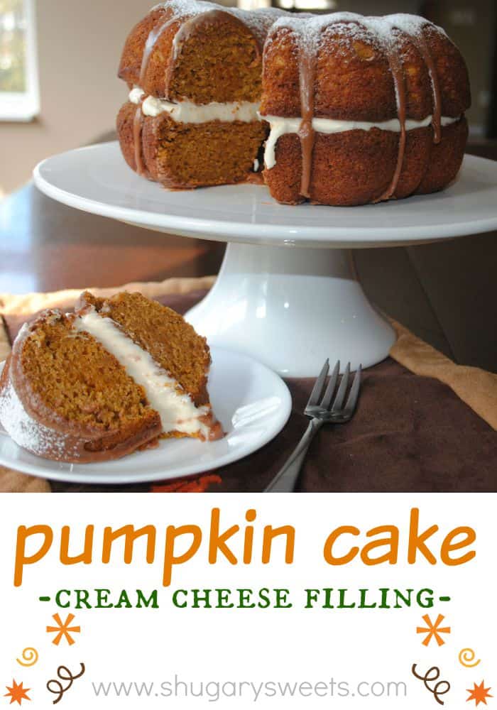 Pumpkin Cake with Chocolate Ganache - Shugary Sweets