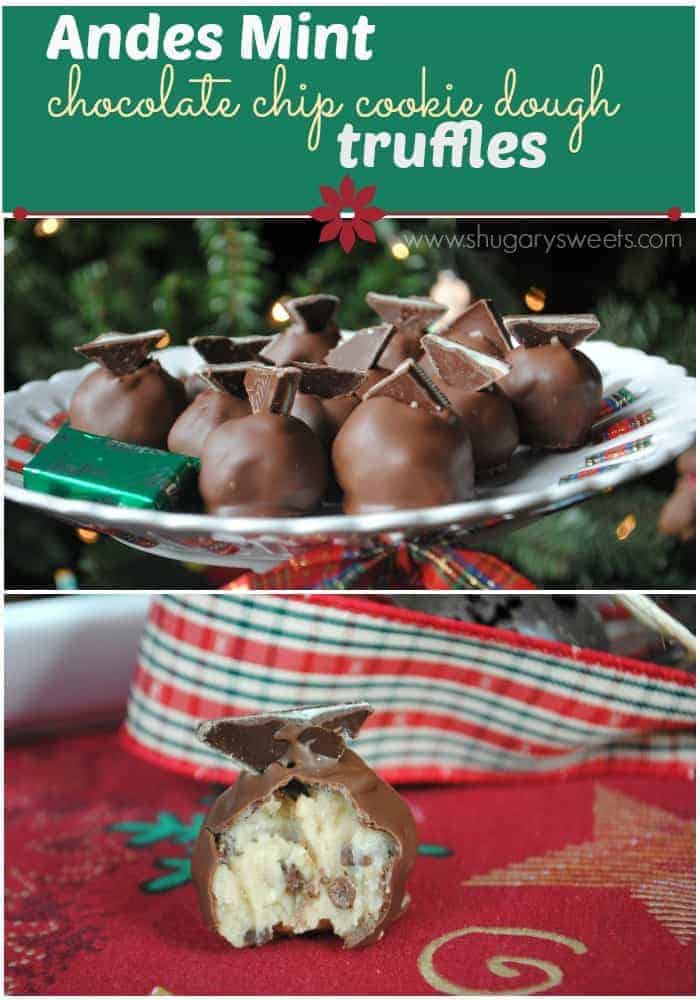 Andes Mint Cookie Dough Truffles: (no egg) cookie dough center with chopped Andes, a perfect holiday treat Andes Mint Cookie Dough Truffles: (no egg) cookie dough center with chopped Andes, a perfect holiday treat