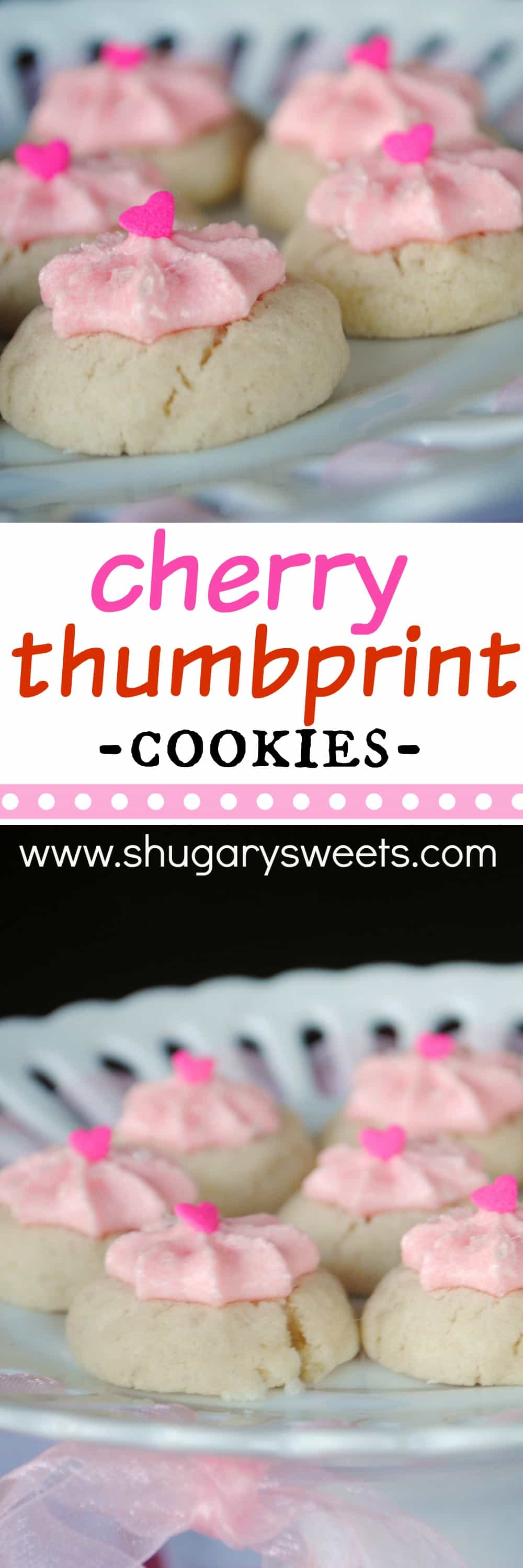 Thumbprint Cookies with Cherry Buttercream Frosting Shugary Sweets