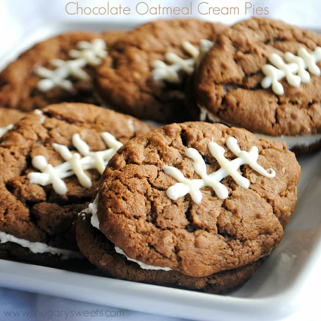 Chocolate Oatmeal Cream Pies for football season! Just like the classic, but chocolate!