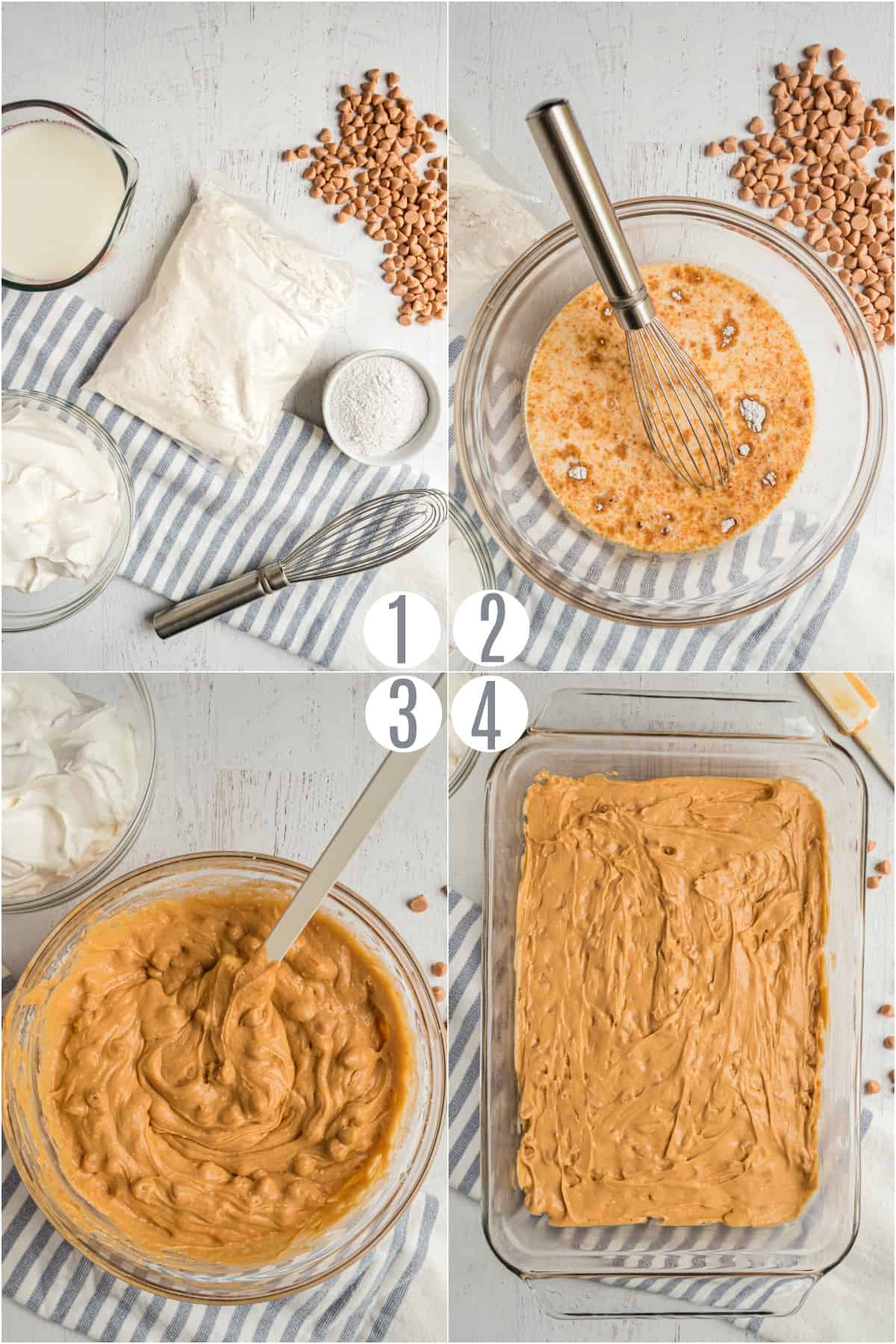 Step by step photos showing how to make a butterscotch pudding cake.