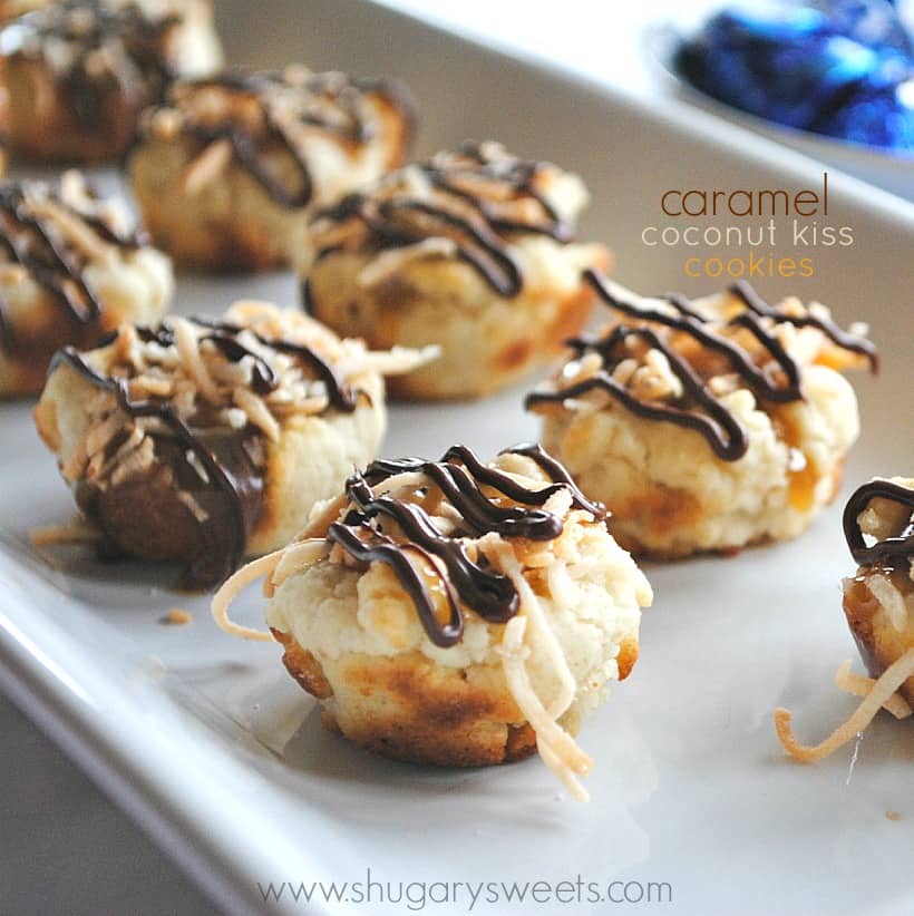 caramel coconut kiss cookies