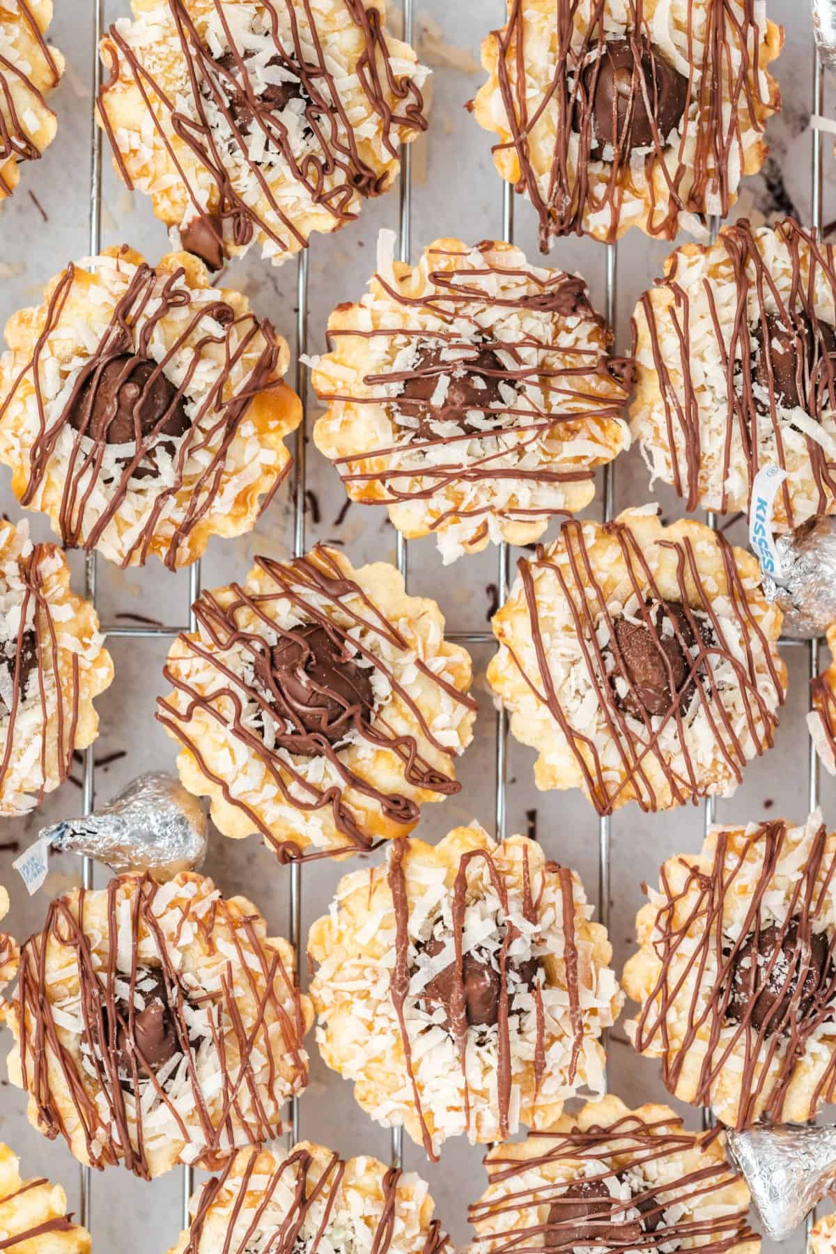 Coconut Kiss Cookies on a piece of parchment paper.