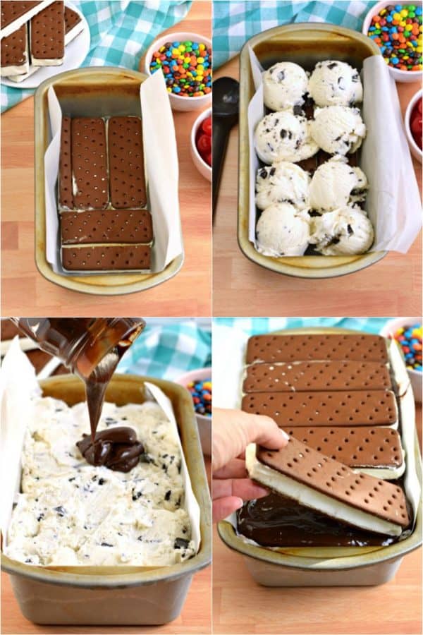 Step by step photos for assembling an ice cream cake