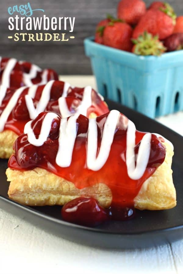 Strawberry toaster strudel topped with vanilla icing.