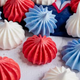 Red white and blue meringue cookies.