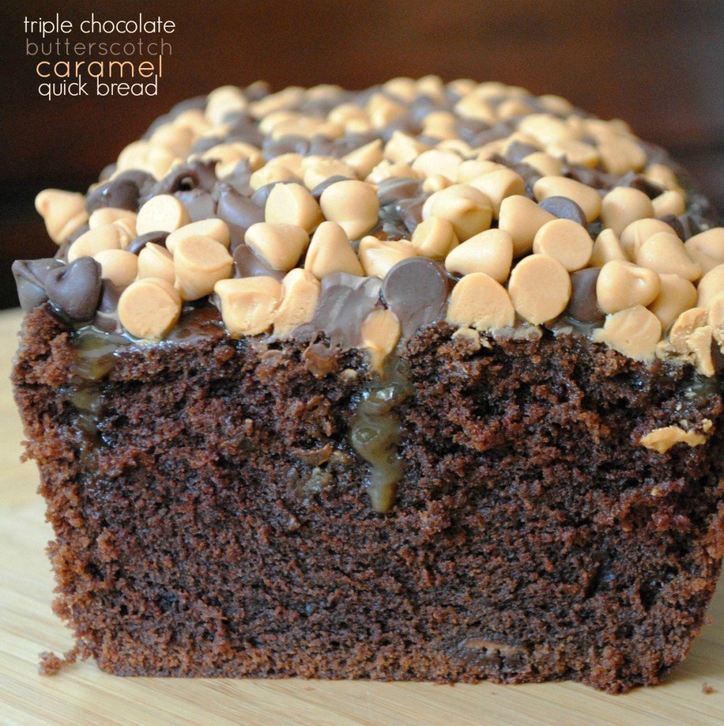 triple chocolate caramel butterscotch bread