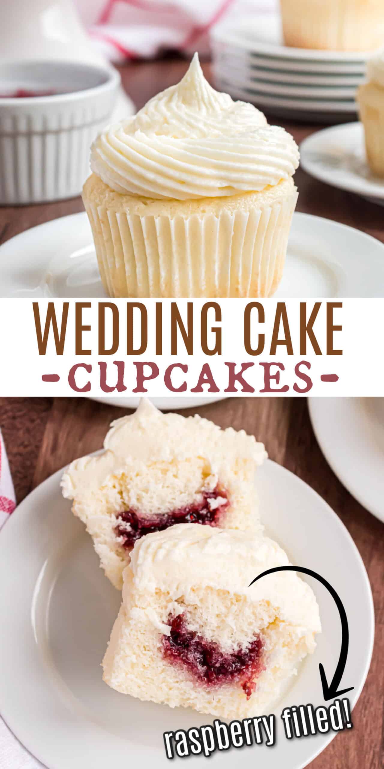 Almond Wedding Cake Cupcakes With Raspberry Filling Shugary Sweets