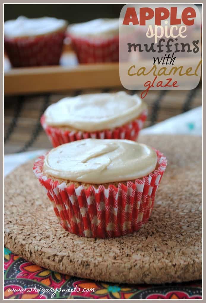 apple spice muffins with caramel glaze