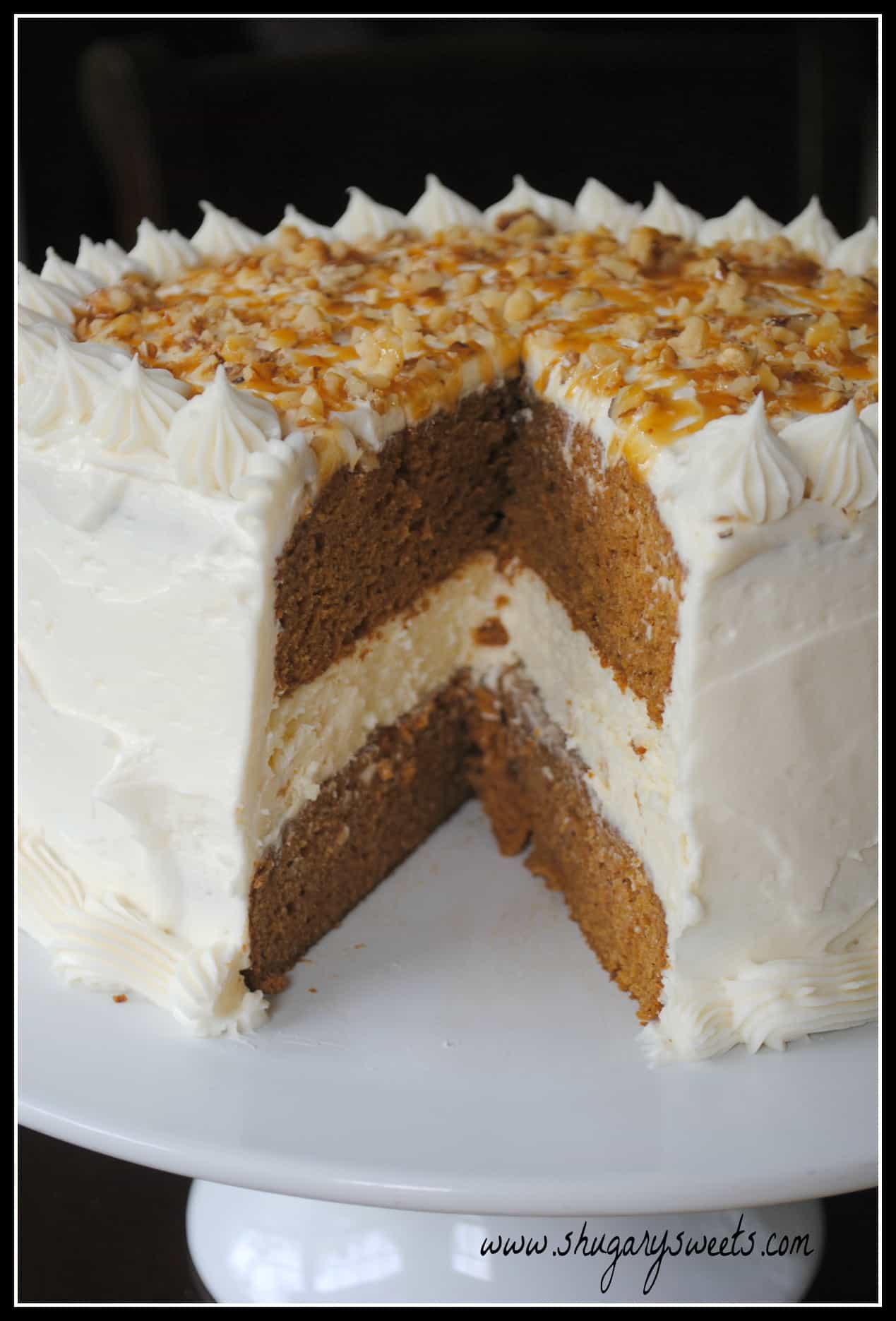 Pumpkin Cheesecake Cake - Shugary Sweets