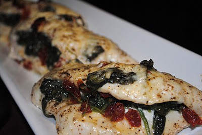 Spinach and sun dried tomato stuffed chicken