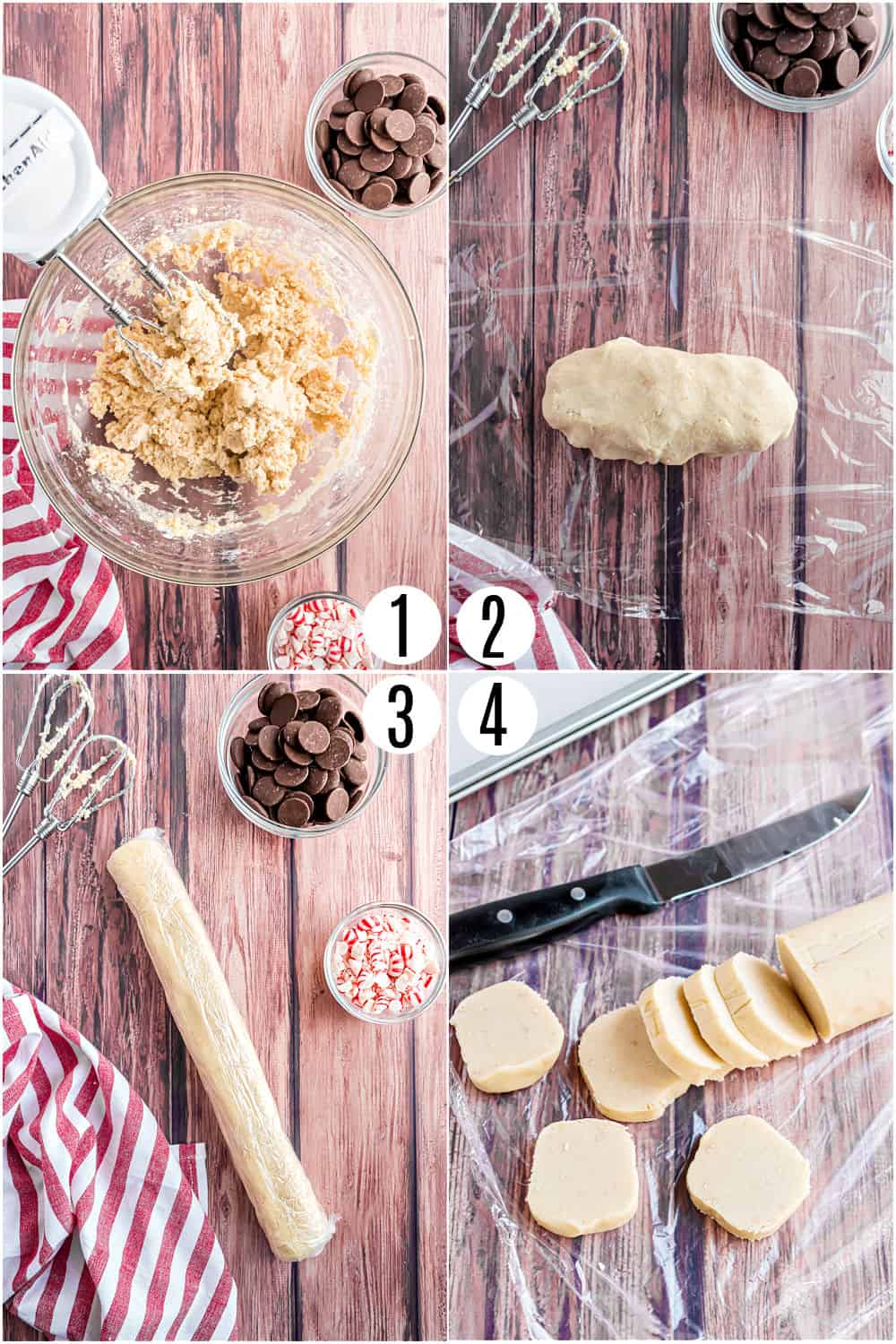 Step by step photos showing how to make shortbread cookies.