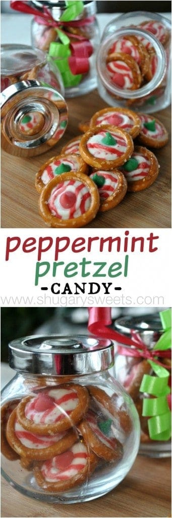 Peppermint Pretzel Candy: just a few simple ingredients to make this delicious treat. Great as gift, fill some jars!!