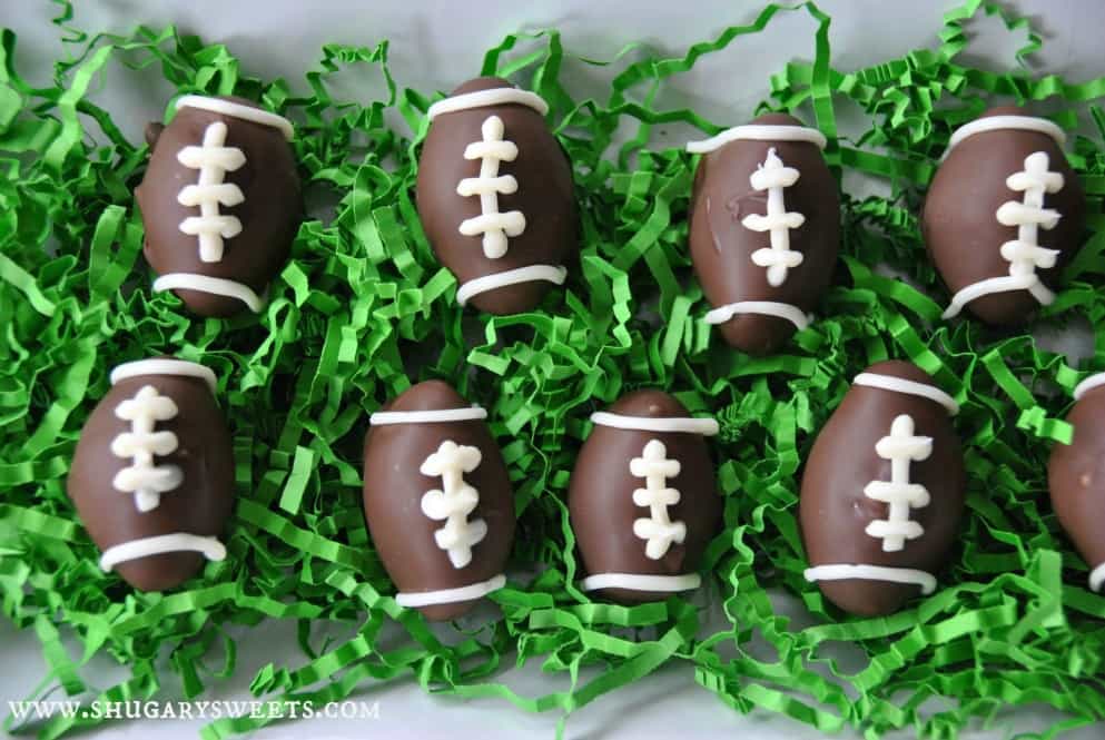 Homemade Peppermint Patties- shape these in traditional discs or make them as a football treat! #gameday #copycat #peppermintpatty www.shugarysweets.com