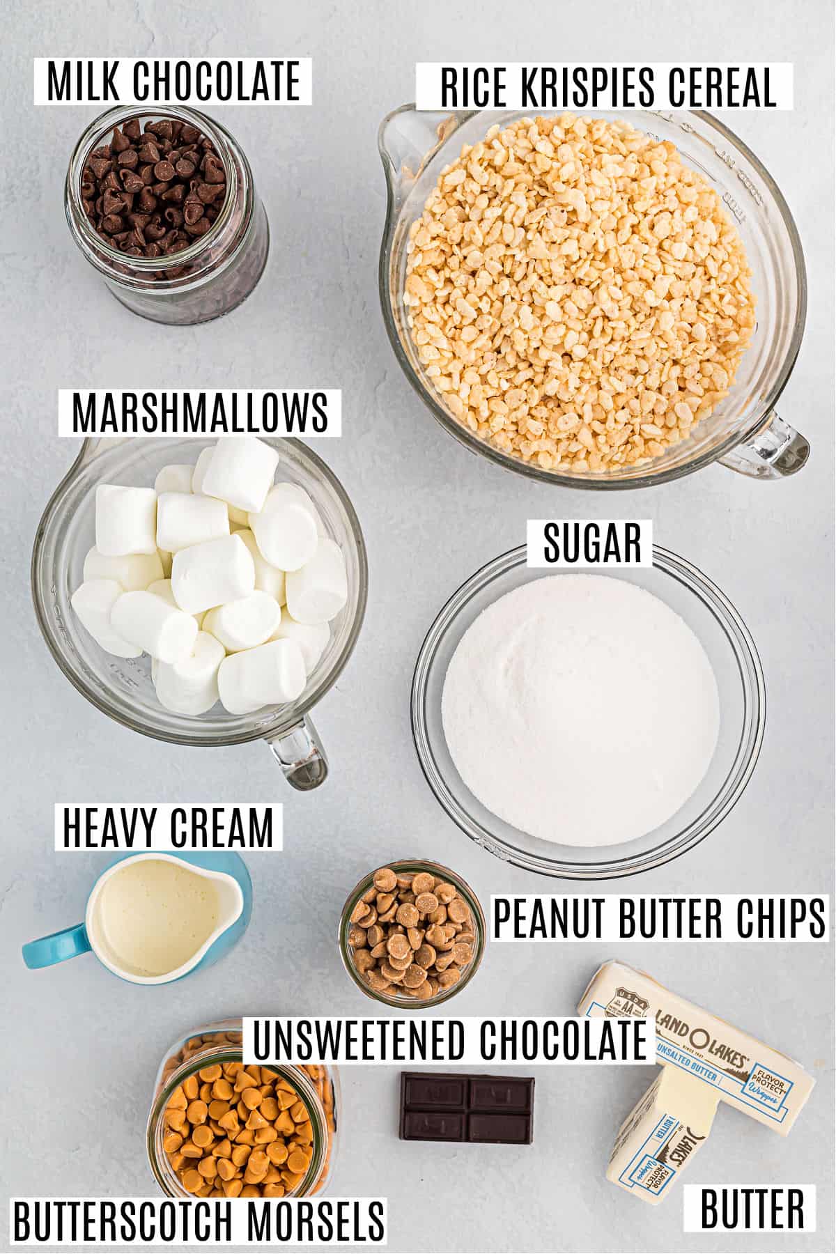 Ingredients needed to make homemade kit kats.