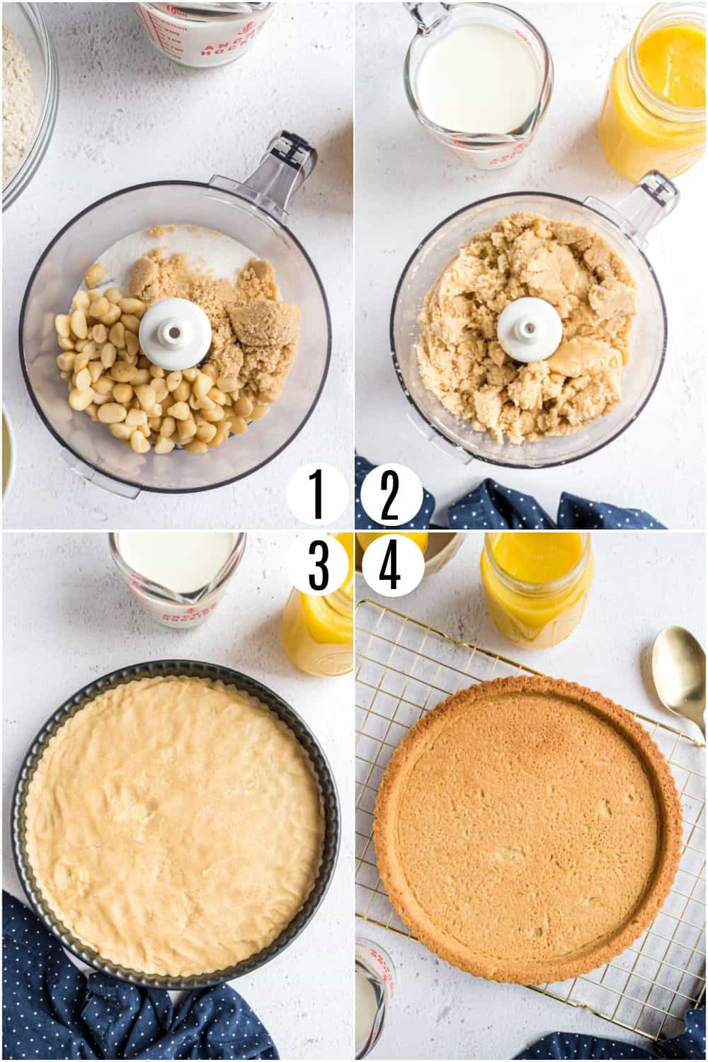 Step by step photos showing how to make a lemon tart crust.