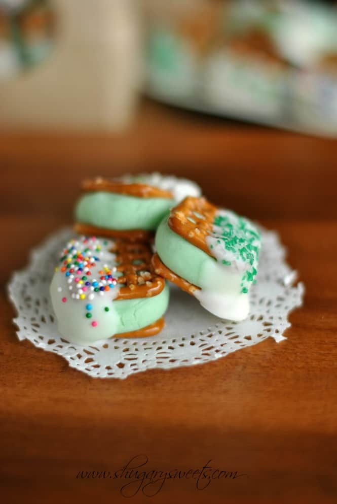 Chocolate Mint Pretzel Bites - Shugary Sweets