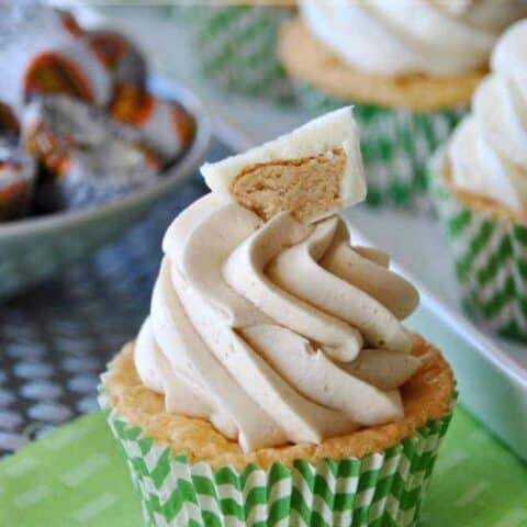 White Chocolate Cupcakes with Peanut Butter Frosting