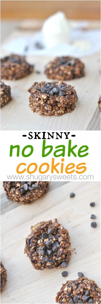 Skinny No Bake Cookies: made with banana, oatmeal, chocolate, peanut butter and they taste absolutely amazing!!! #nobake #skinny