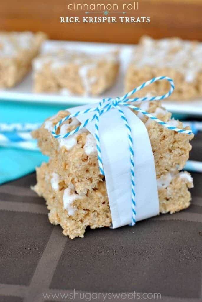 Cinnamon Roll Rice Krispie Treats: kick your treats up a notch with some delicious cinnamon roll flavor!!!