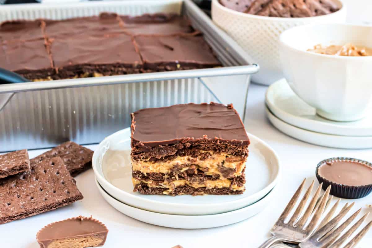 No Bake Peanut Butter Eclair Cake Shugary Sweets