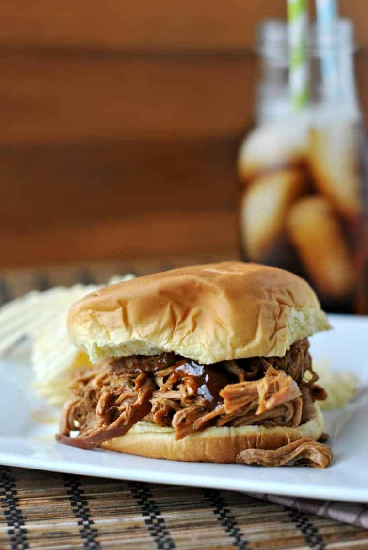 Pulled pork with bbq sauce on a bun.