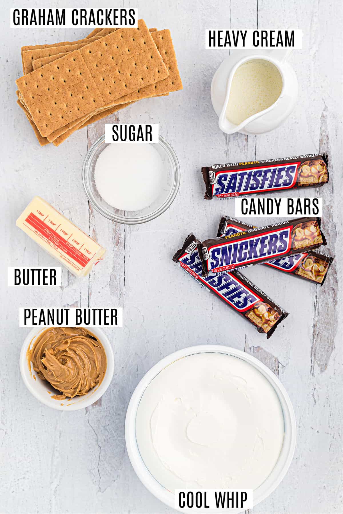 Ingredient needed to make snickers pie.