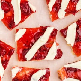 Why not make a pan of these easy Strawberry Pie Bars? From the delicious crust to the cream cheese glaze these fruit filled bars are a crowd pleaser! If you love strawberry desserts, this recipe is a must-try.