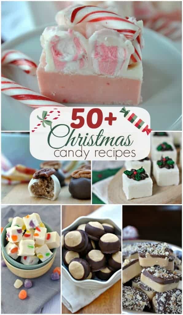 Over 50 Christmas Candy recipe ideas! Perfect for hostess gifts, teachers, family and friends!