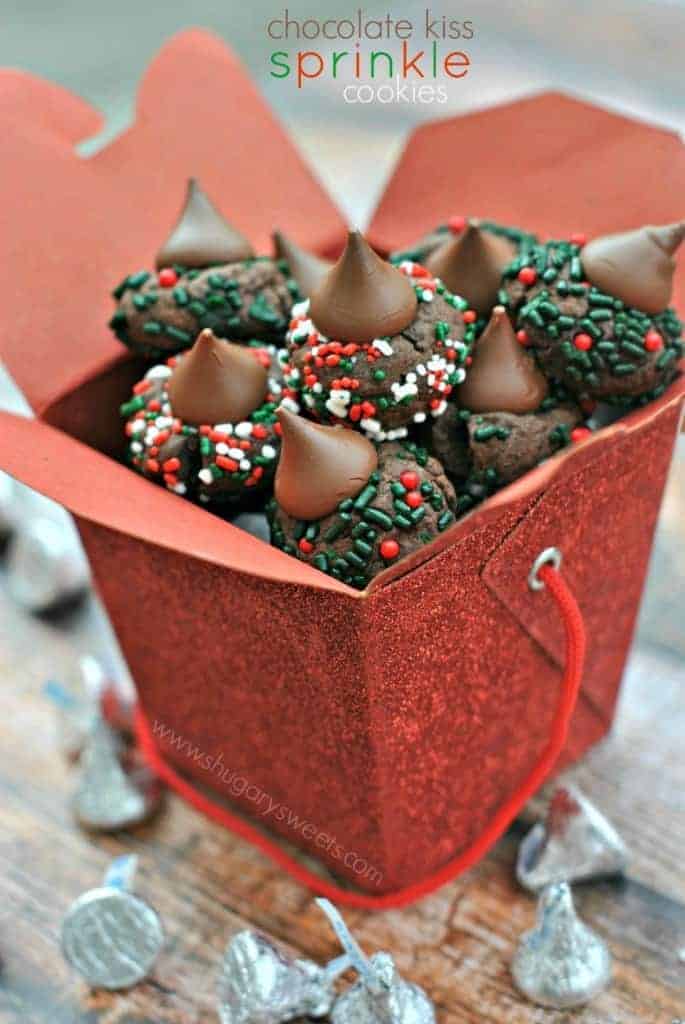 Chocolate Sprinkle Kiss Cookies Shugary Sweets