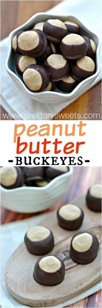 Peanut Butter Buckeyes: a soft peanut butter filled candy famous in Ohio. Make a batch today!