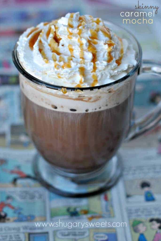 Skinny Caramel Mocha: less than 150 calories for a big mug, make it home and save money!