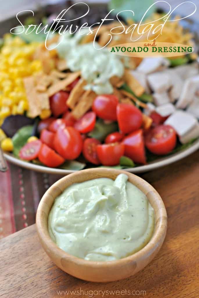 southwest chicken salad with avocado dressing