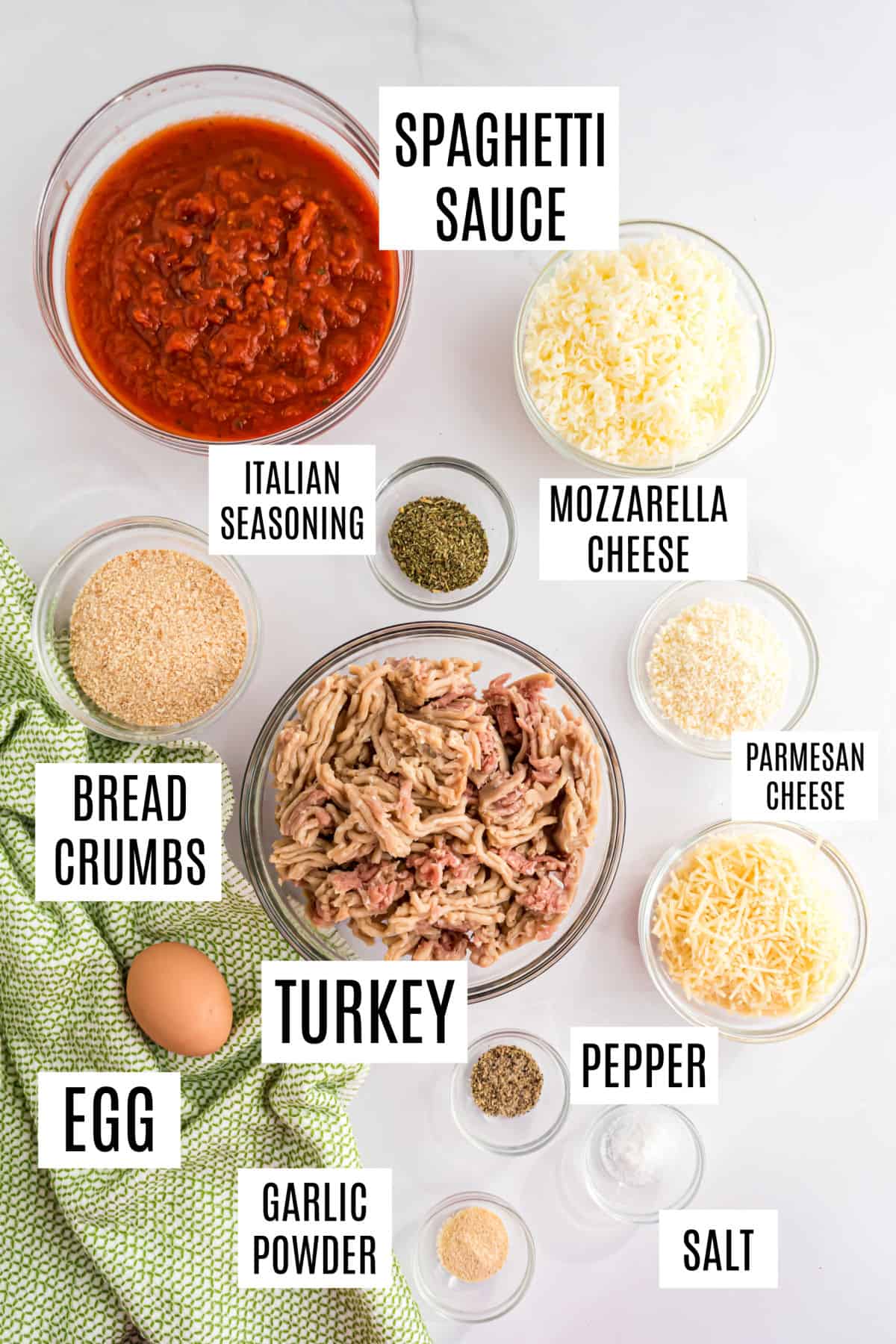 Ingredients needed to make meatball casserole.