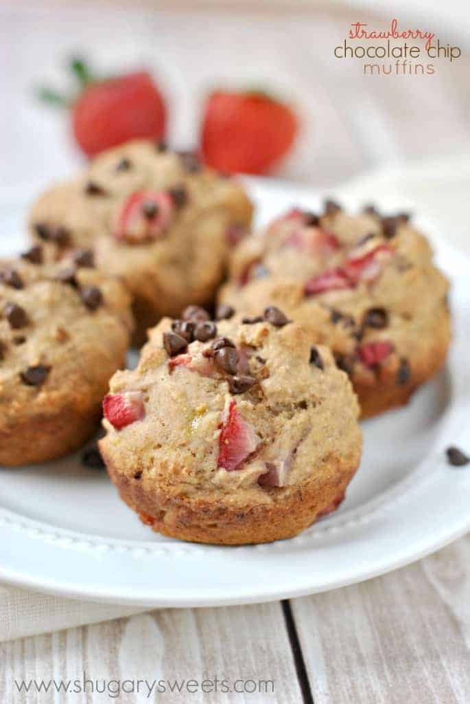 Skinny Strawberry Chocolate Chip Muffins