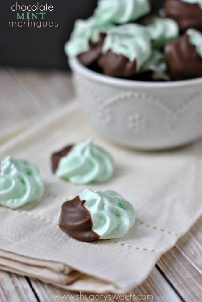 Chocolate Mint Meringues: a no fail recipe for making beautiful, delicious meringue cookies! Chocolate Mint Meringues: a no fail recipe for making beautiful, delicious meringue cookies!