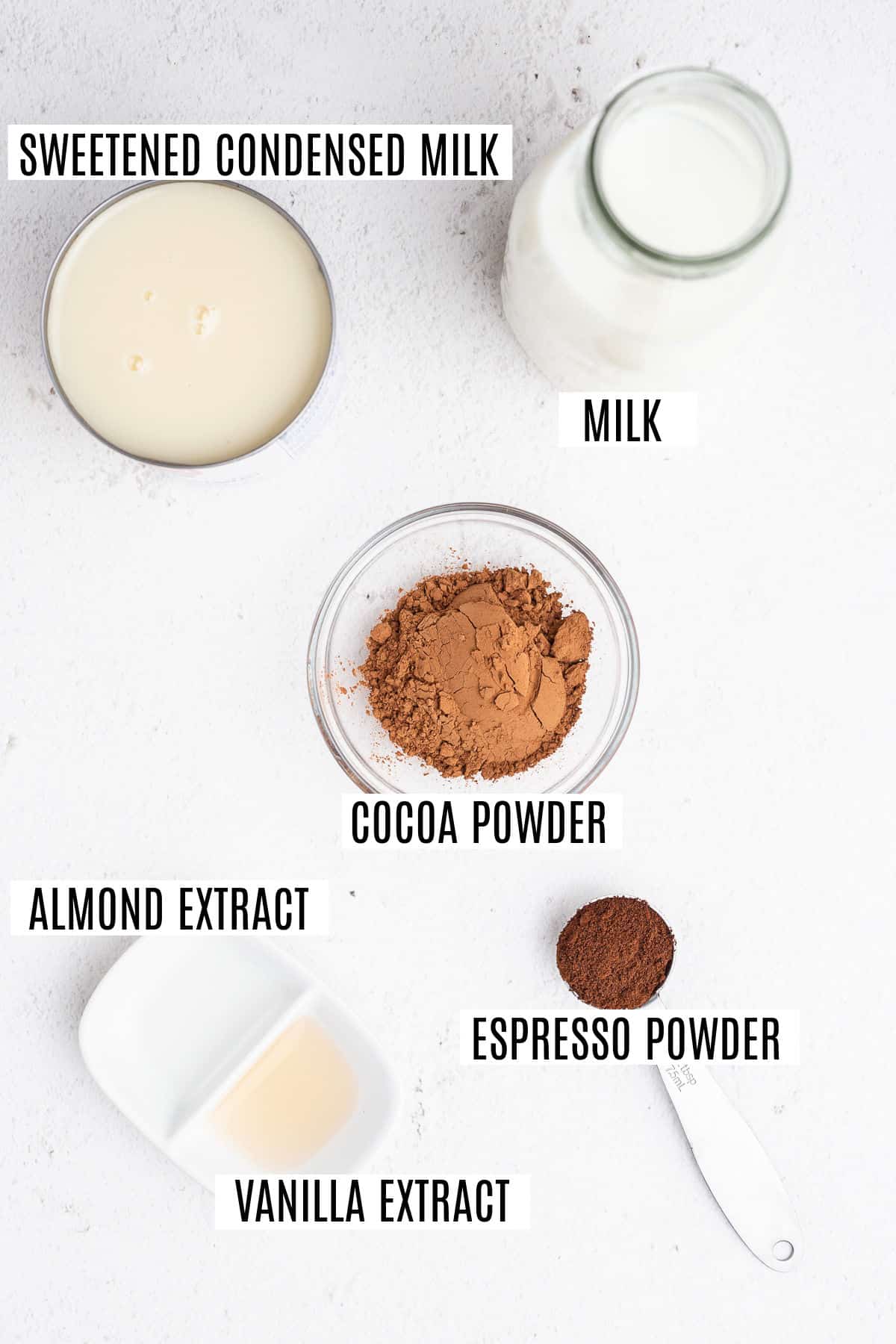 Ingredients needed for irish cream coffee creamer.
