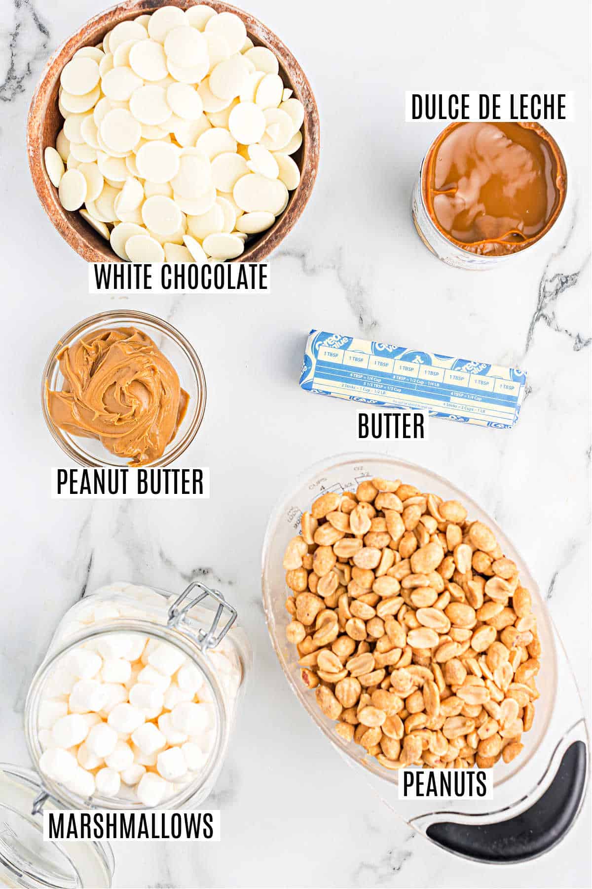 Ingredients needed to make payday candy.